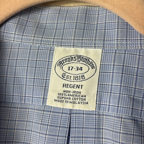 Brooks Brothers Non Iron Button Down Shirt Light Blue size 17-34 - Picture 3 of 7